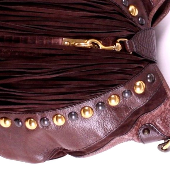***SOLD***EX-LARGE GUCCI BABOUSKA HOBO CROSSBODY (2 WAY) PYTHON LSTUDDED FRINGE - Picture 5 of 16